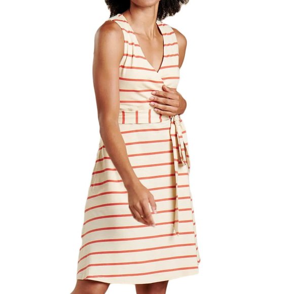 Toad&Co Striped Cream & Red Dress - Picture 1 of 6